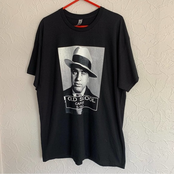 MENS OLDSKOOL AL CAPONE MUGSHOT GANGSTER SHIRT HIP HOP OG SIZE XL NWOT - Picture 2 of 3